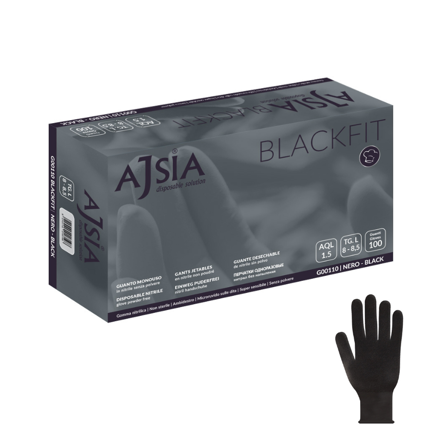 Guanti monouso nitrile neri Ajsia 3,5g, senza lattice e polvere, per tatuaggi estetica e uso professionale
