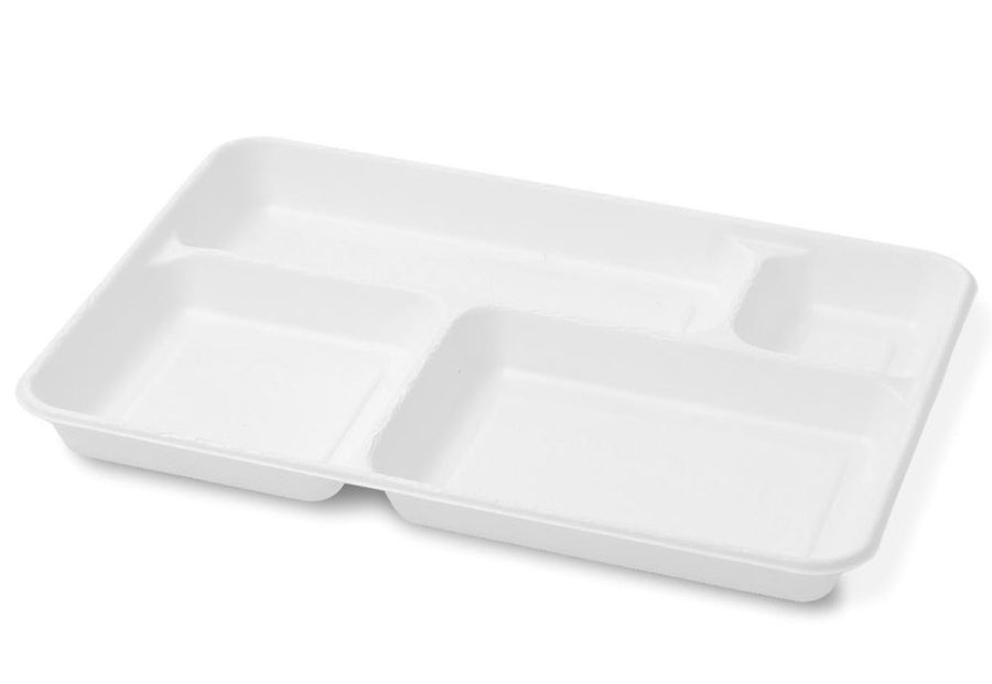 Vassoio a 4 scomparti compostabile in polpa di cellulosa 37x27 cm