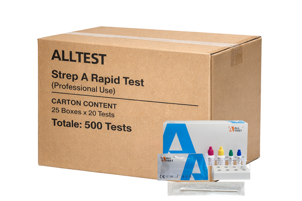 Test rapido streptococco A professionale All Test - Cartone 500 test (25 scatole da 20)