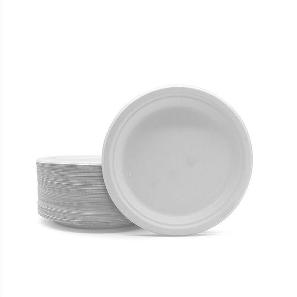 Piatti Compostabili Monouso Rotondi in Polpa di Canna da Zucchero Р 100% Biodegradabili Р Vari Formati Р Gef Company ((Ї) 25,4cm - 19g)
