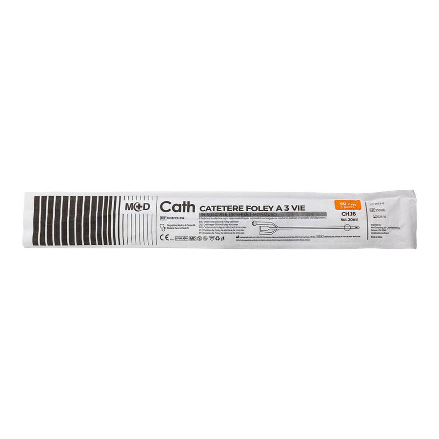 M+D Cath 3 Vie Silicone catetere Foley a 3 vie completamente in silicone - sterile - latex free