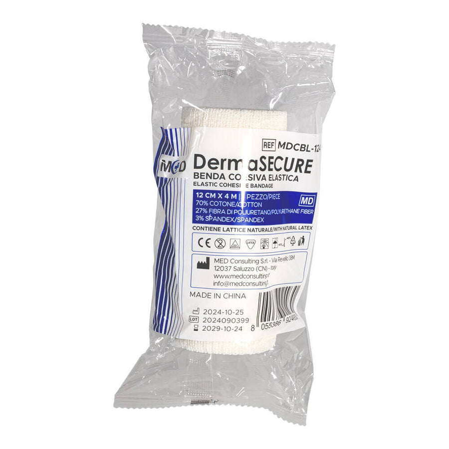 M+D Dermasecure benda coesiva elastica - non sterile - bianco