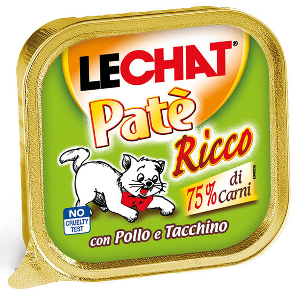 Monge Le Chat Paté Ricco 100 g – Gusti assortiti – Pollo e tacchino