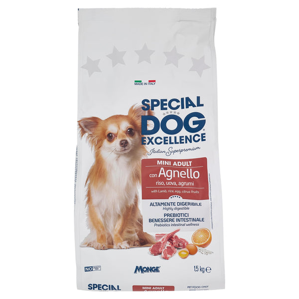 Monge Special Dog Excellence Crocchette 1,5 kg – Mini e Puppy – Mini agnello