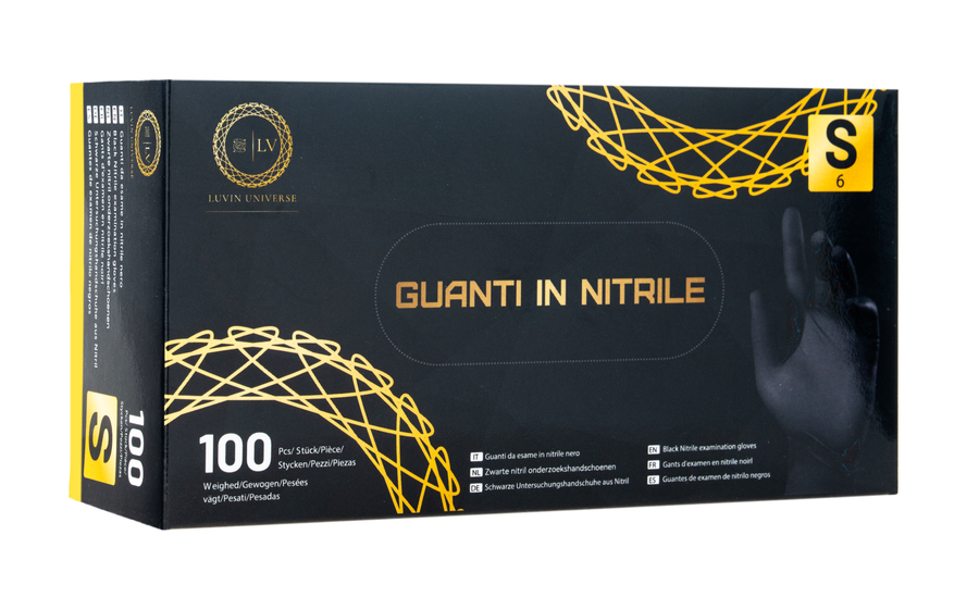Guanti monouso in nitrile nero Luvin LV002, box da 100 pezzi
