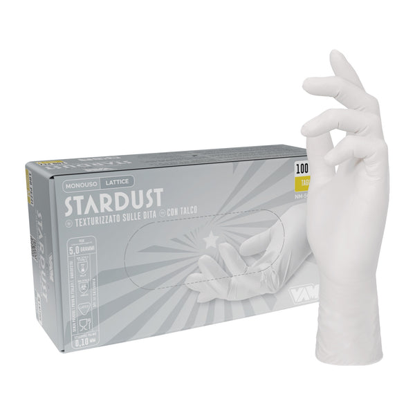 VAM Stardust guanti monouso lattice con polvere bianco