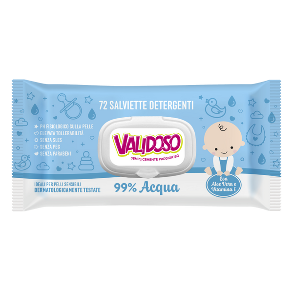 Validoso Salviett Baby pz 72 Talco – Cartone 24 pz