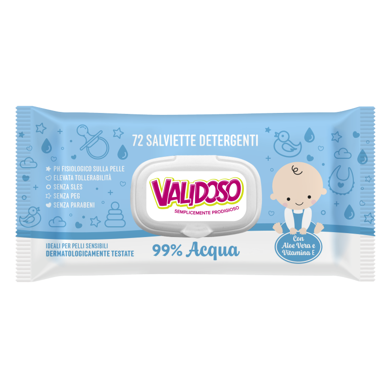 Validoso Salviett Baby pz 72 Talco – Cartone 24 pz