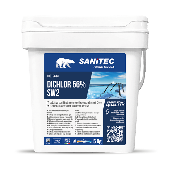 Sanitec SW Dichlor 56% - secchio 5 kg dicloro granulare per piscine