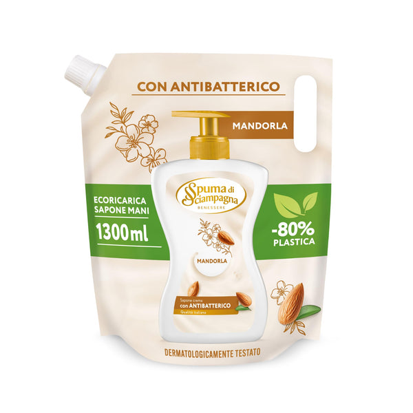 Spuma di Sciampagna Sapone Liquido Ecoricarica 1300 ml Mandorla