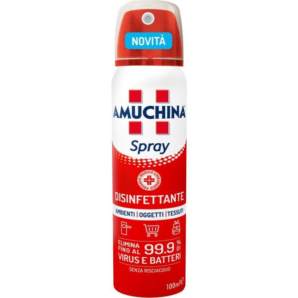 Amuchina Spray Ambienti, Oggetti e Tessuti — Igienizzante · Cartone da 12 confezioni, confezione del prodotto